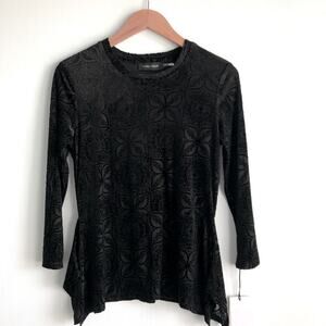 🆕 Ivanka Trump textured pattern velour texture crewneck top sz small NWT